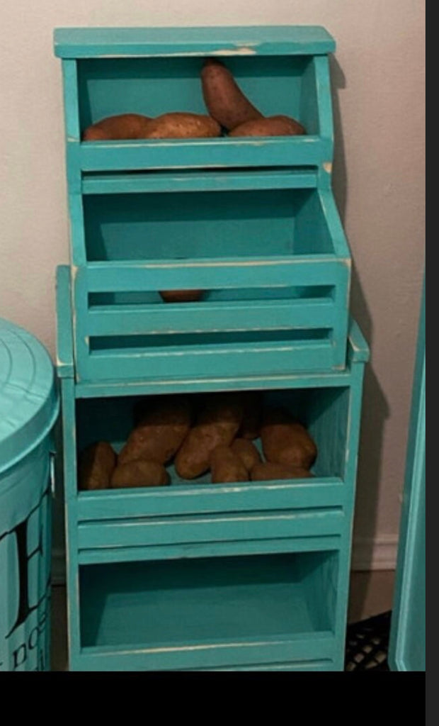 Standing or Countertop compartment veggie bin, countertop storage, berkey stand, vintage style bin,vegetable storage