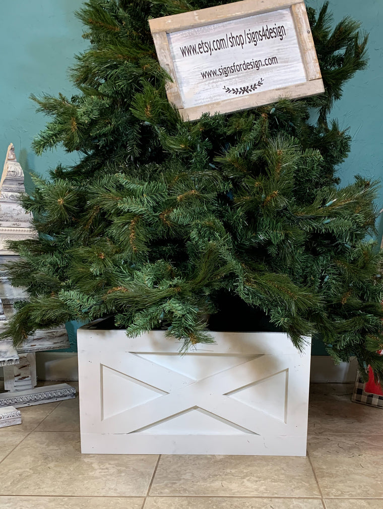 Farmhouse Vintage Christmas Tree Box, wood tree skirt