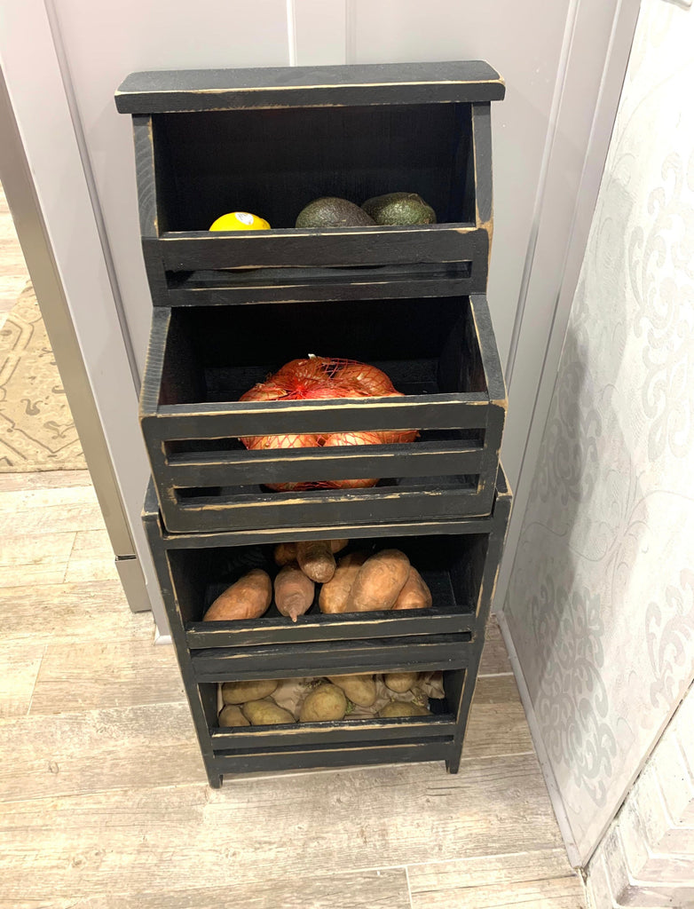 Standing or Countertop compartment veggie bin, countertop storage, berkey stand, vintage style bin,vegetable storage
