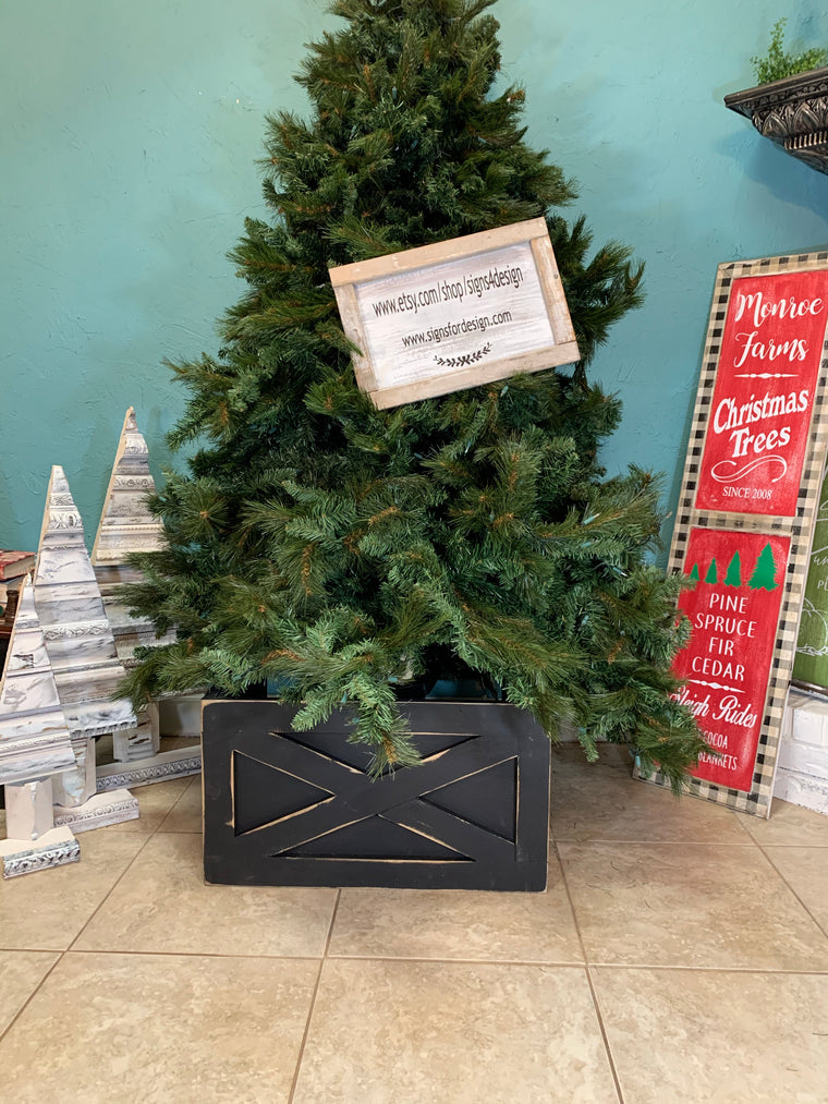 Distressed Black Rustic Christmas Tree Box, Tree Collar