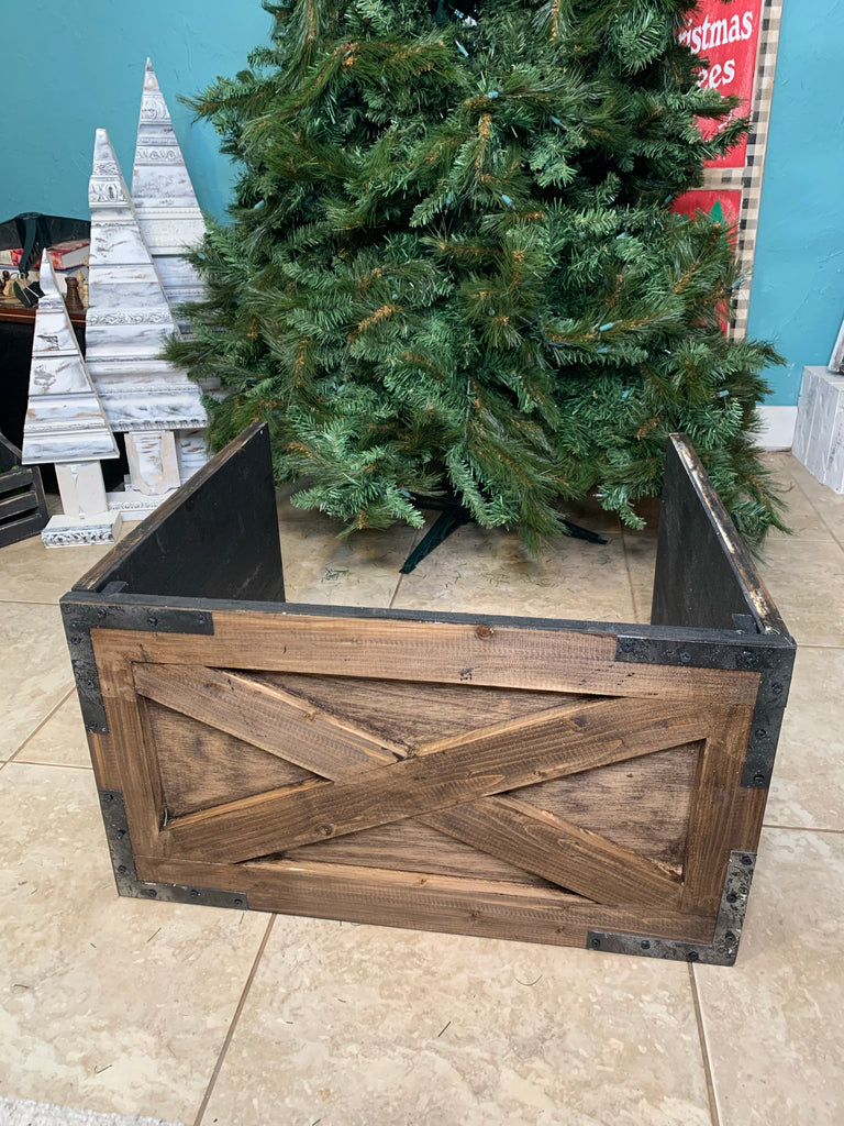 Rustic Tree Box, collapsible tree box,Christmas tree skirt, industrial farmhouse tree collar