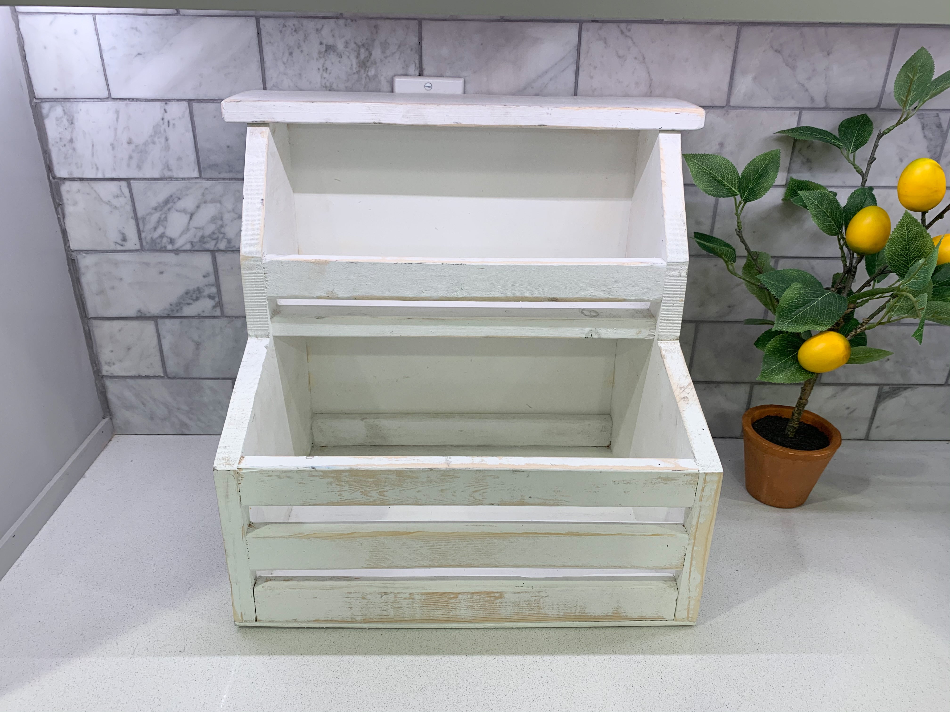 Kitchen Veggie Bin, Countertop Storage, Home Decor, Vintage Style Bin 