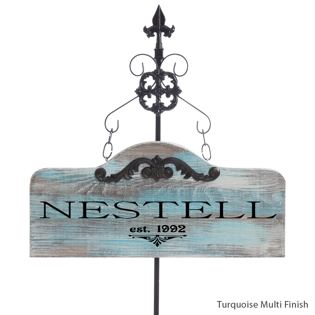 personalized humpback with stake sign by Signs for Closing Turquoise Multi Finish