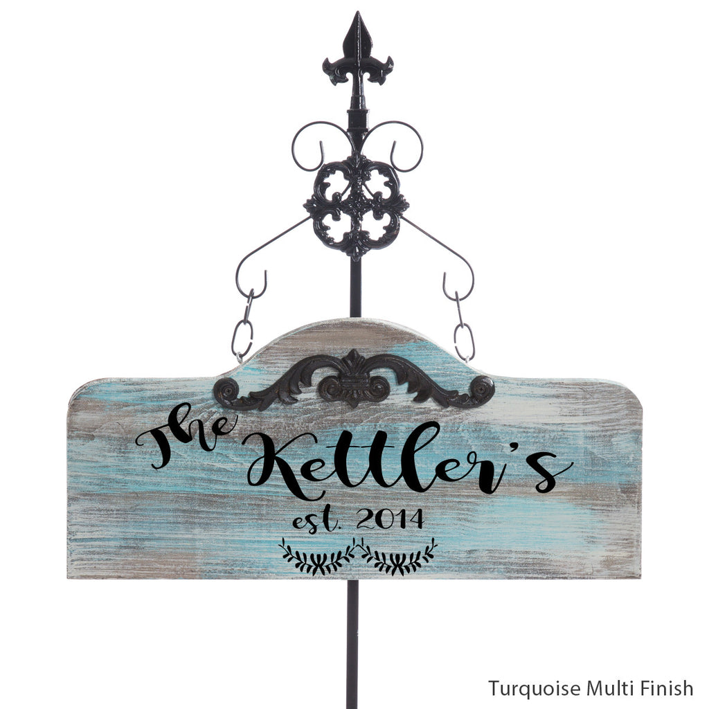 personalized humpback with stake sign by Signs for Closing - Turquoise Multi finish